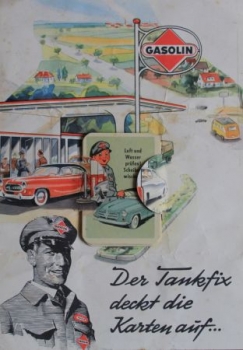 Gasolin Kartenspiel 1958 "Der Tankfix deckt die Karten auf..." (7030)