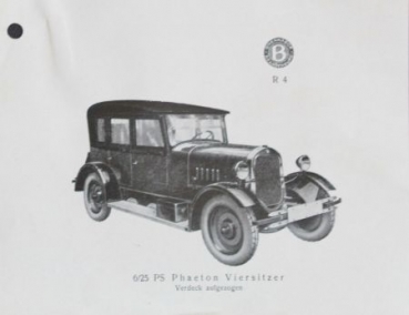 Brennabor 6/25 PS Phaeton Viersitzer 1925 Automobilprospekt (7165)