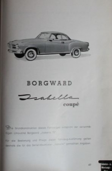 Borgward Isabella TS Coupe Combi 1959 Owner Manual (7156)