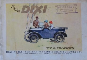 Dixi 3/15 PS "Der Kleinwagen" 1928 Reuters Automobilprospekt (8540)