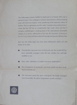 Volkswagen Beetle Modelprogram 1958 Carbrochure (9759)
