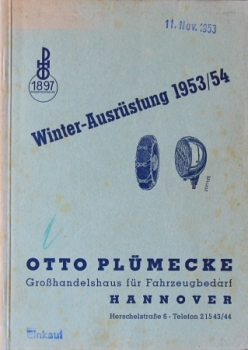 Plümecke Motorvehicle Parts "Winterausruestung 1953/43" 1953 Accessoire-Catalogue (9574)