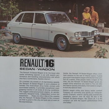 Renault 16 Modelprogram 1968 Sedan-Wagon Carbrochure (9774)