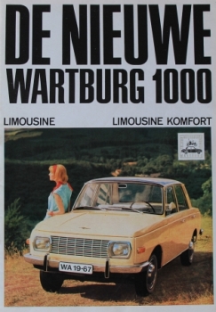 Wartburg 1000 Limousine "De nieuwe" 1965 Automobilprospekt (8701)