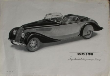 BMW 55 PS Zweisitzer Sportkabriolett 1936 Automobilprospekt (4100)