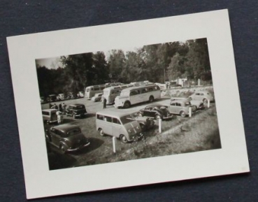 DKW Truck Mercedes-Benz VW at parkinglot 1952 original photo (3119)