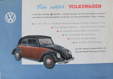 Volkswagen Beetle Convertible 4 Seater Modelprogram 1949 Carbrochure (8844)