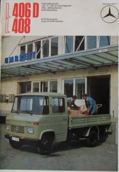Mercedes Benz L 406 D L 408 Modellprogramm 1972 Lastwagenprospekt (8889)