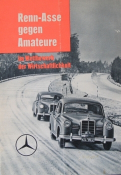 Mercedes-Benz Modellprogramm 1958 "Renn-Asse gegen Amateure" Automobilprospekt (8933)