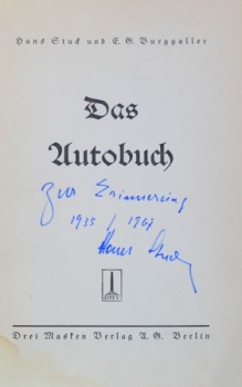Burggaller "Das Autobuch" 1933 with autograph by Hans Stuck Motorracing-History (0329)