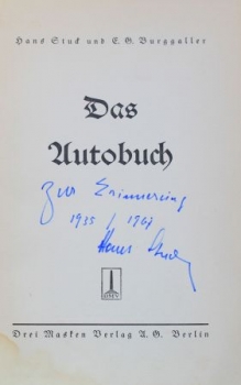 Burggaller "Das Autobuch" 1933 mit Widmung v. Hans Stuck Motorsport-Historie (0329)