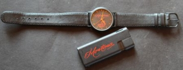 Melitta Montana Swiss Advertising Wristwatch and lighter 1990 limited edition in original box (7013)