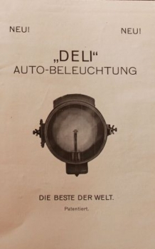 Deli Auto-Beleuchtung 1913 "Die Beste der Welt" Zubehörprospekt (0506)