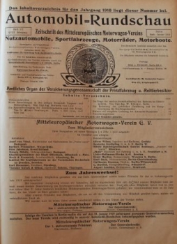 "Automobil Rundschau" Mitteleuropäischer-Motorwagenverein Magazin 1919 (0504)