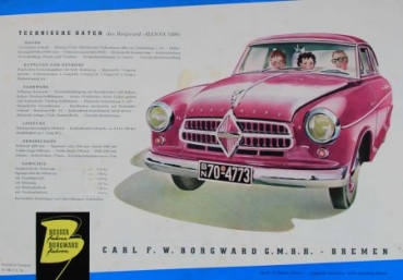 Borgward Hansa 1500 Modelprogram 1954 Carbrochure (8679)