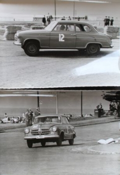 Borgward Isabella at Race East London 1956 nine factoryphotos in original envelope (2467)
