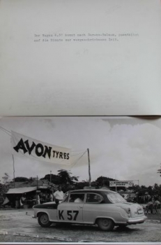 Borgward Isabella bei der Coronation Safari Tanzania 1956 three factoryphotos in original envelope (2462)