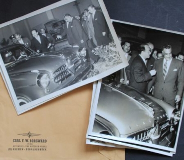 Borgward Isabella in Kairo mit Präsident Nasser 1957 fünf Werksfotos in Originalumschlag (2390)