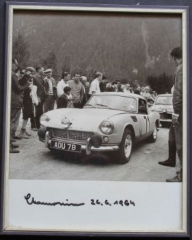 Triumph Spitfire 1964 Terry Hunterat Alpine Rally original photo framed (1517)
