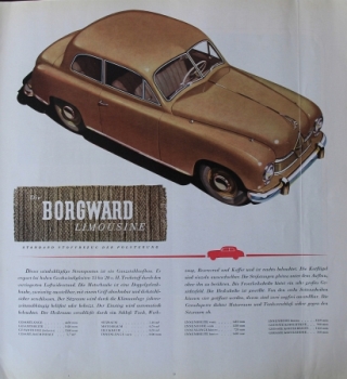 Borgward Hansa 1500 Modelprogram 1951 "Ein Maßstab neuer Werte" Carbrochure (9800)