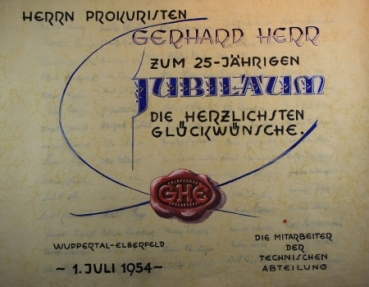 Happich 1954 "25 jaehriges Jubilaeum von Prokurist Herr" Unicbox (9838)