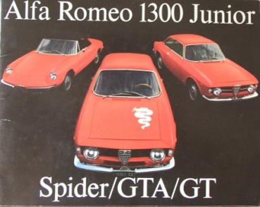 Alfa Romeo 1300 Junior Spider/GTA Modelprogram 1969 Carbrochure (9890)