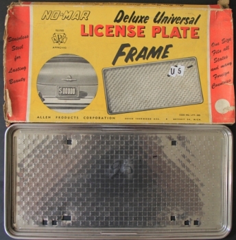 Allen-Products 1954 License-Plate "No-Mar Deluxe Universal" in original box  tin chrome (9925)