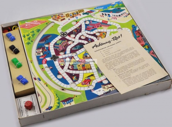 Noris Spiele "Achtung Rot" 1958 Trafficboardgame in original box (9539)