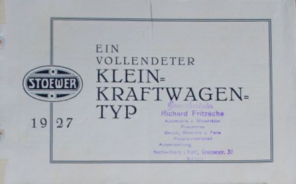 Stoewer Kleinkraftwagen "Der Vollendete" Modellprogramm 1927 (S0008)