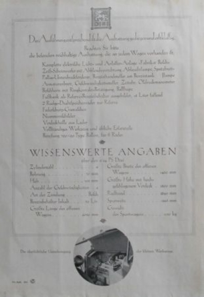 Dixi Tourenwagen 6/24 PS Modelprogram 1925 (S0199)