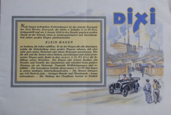 Dixi Smallcar 3/15 PS Modelprogram 1929 (S0203)
