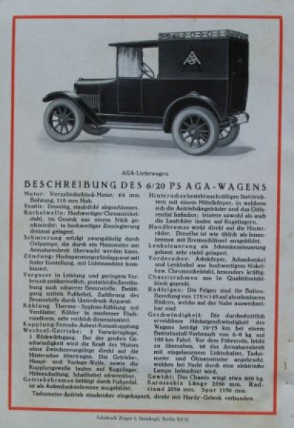 AGA Automobile "Ob Stadt ob Land" Modellprogramm 1927 (S0271)