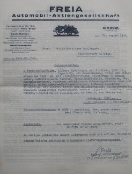 Freia Wagen 5/20 PS Sport Modelprogram 1924 (S0592)