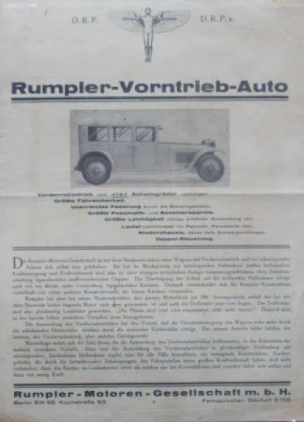 Rumpler Vorntrieb 10/50 PS Modelprogram 1925 (S0600)
