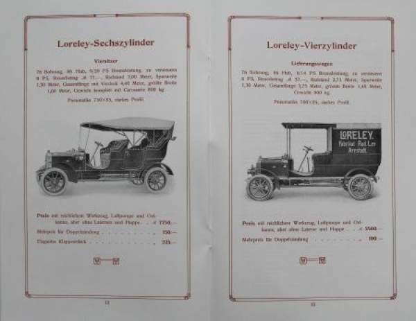 Loreley Automobile 4 Cylinder Modelprogram 1908 (S0615)