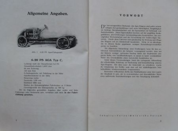 AGA Automobile 6/20 PS Betriebsanleitung 1926 (S0628)