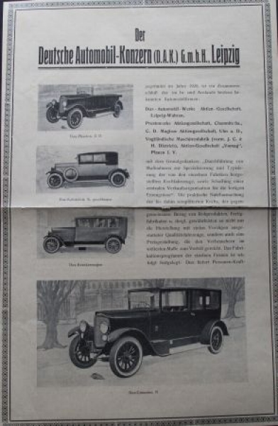 DAK Deutscher Automobil-Konzern Modelprogram 1928 (S0629)