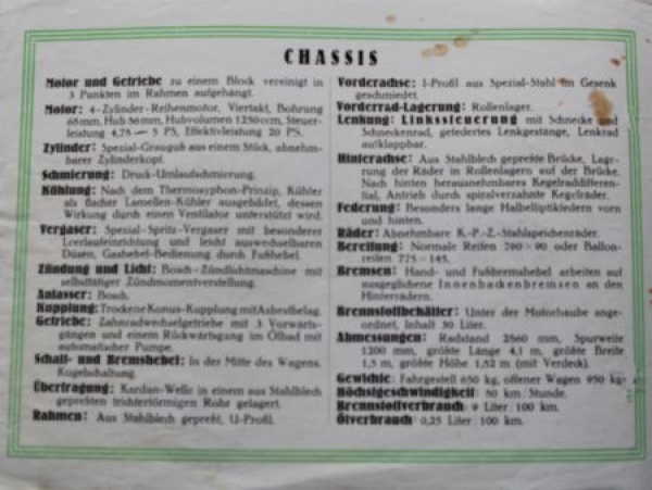 D-Wagen 5/20 PS Touringcar Modelprogram 1925 (S0630)