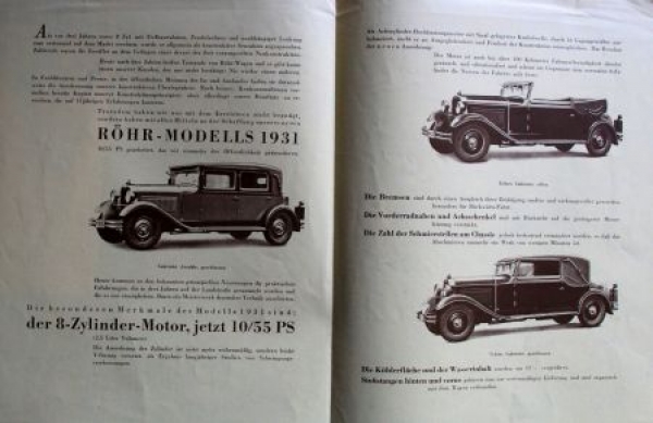 Röhr 8 Zylinder 10/55 PS Modellprogramm 1931 (S0636)