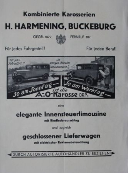 Harmening Carosseries Sedan Modelprogram 1928 (S0643)