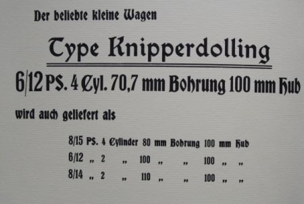 Duerkopp Knipperdolling 6/12 PS Modelprogram 1909 (S0644)
