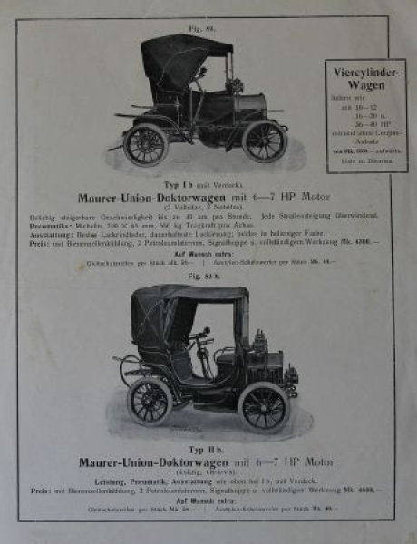 Maurer Union Doktorwagen Modellprogramm 1906 (S0646)