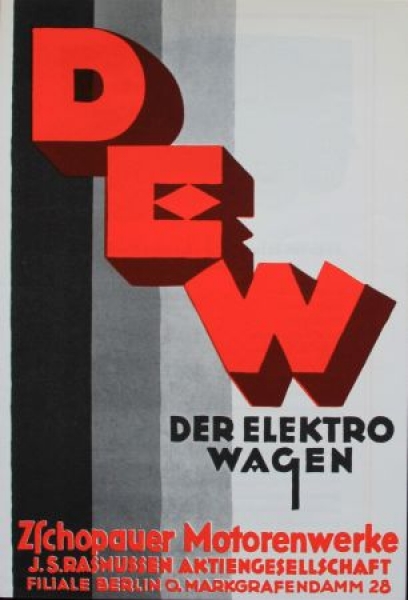 DEW "Der Elektro-Wagen" Modelprogram 1927 (S0653)