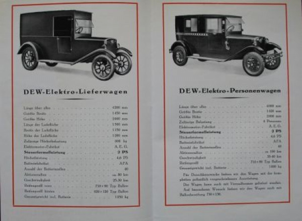 DEW "Der Elektro-Wagen" Modellprogramm 1927 (S0653)