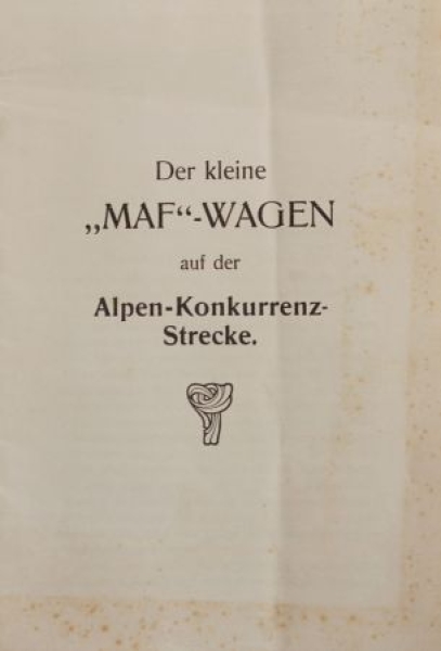MAF Markranstädter Automobilfabrik "Auf der Alpen-Konkurrenz-Strecke" Modellprogramm 1911 (S0656)