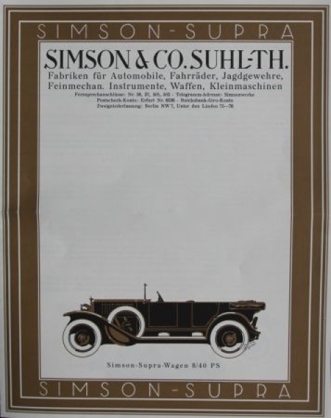Simson Supra 8/40 PS Modelprogram 1928 (S0659)