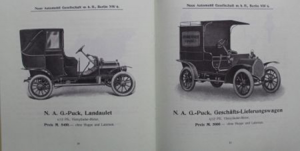 NAG Puck Fourcylinder-Car 6/12 PS Modelprogram 1908 (S0621)