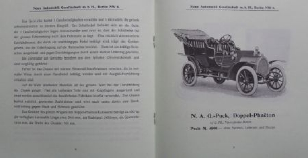 NAG Puck Fourcylinder-Car 6/12 PS Modelprogram 1908 (S0621)