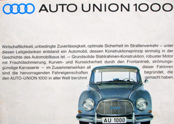 Auto-Union 1000 Modellprogramm 1963 Automobilprospekt (11084)