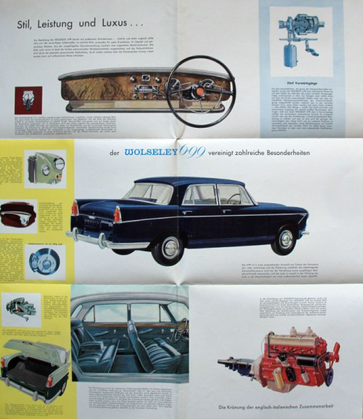 Wolseley Pininfarina Modellprogramm 1959 Automobilprospekt (11077)